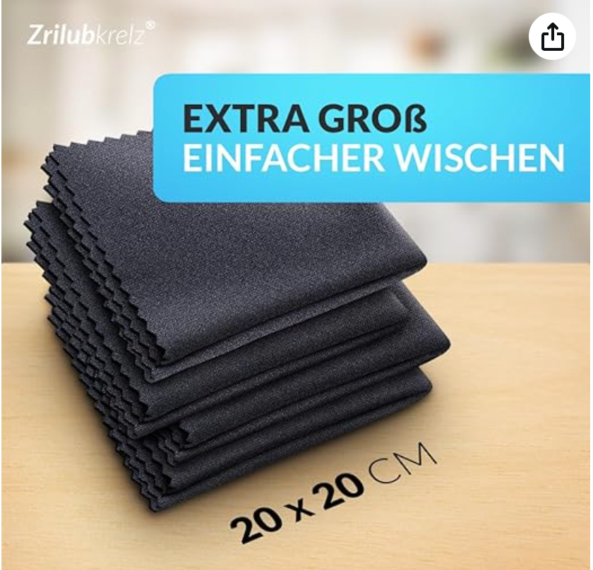 Brillenputztücher in Optikerqualität - 20 x 20cm - Mikrofaser - Extra Weich & Saugstark