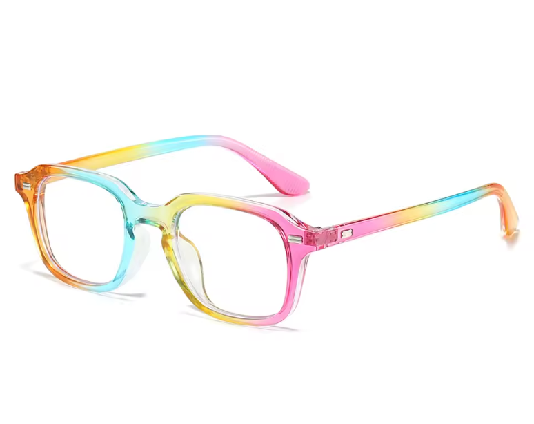 Quadratische Blaulichtfilterbrille für Damen und Herren, transparent, mit Nieten, für Computer.