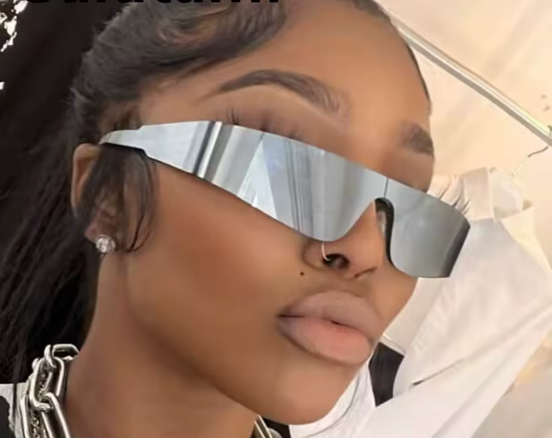 Einzigartige, sexy, rahmenlose Y2K-Sonnenbrille für Damen, Vintage-Sonnenbrille mit einteiligem Schild und silbernen Spiegeln, Hip-Hop-Sonnenbrille für Damen und Herren