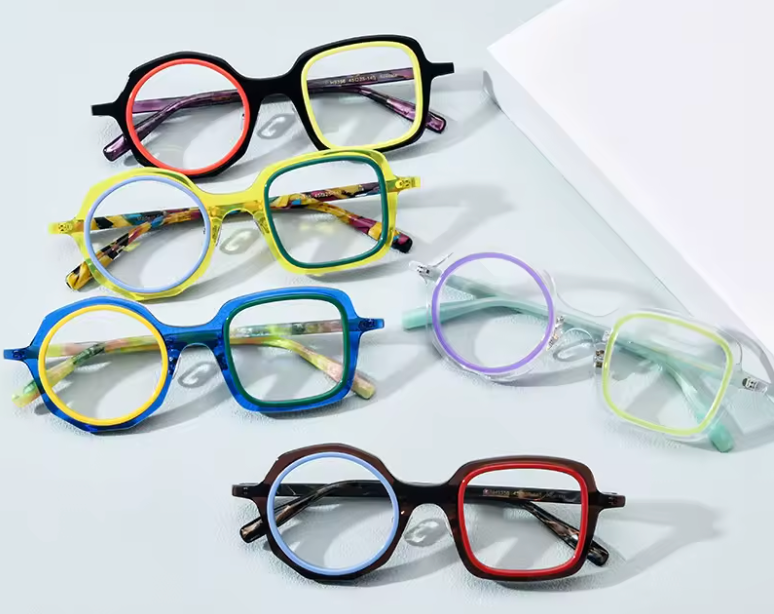 Wind Red 2025 Neue Acetat-Brillenfassung Herren Luxus Optische Korrektionsbrillenfassung Damen Retro Runde Quadratische Modefassung