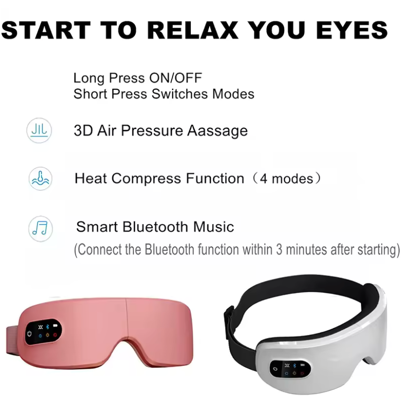 Elektrisches, intelligentes Augenmassagegerät mit Wärme, Vibration, Bluetooth-Musik und Massage-Entspannungsbrille (DC-Augenpflegegerät)