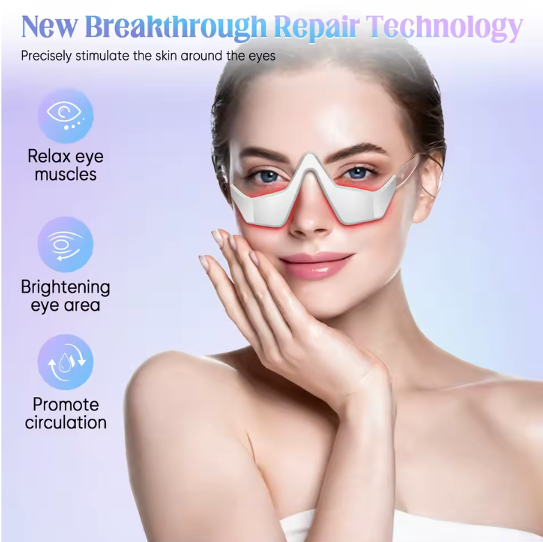 Rotlichttherapiegerät, Mikrostrom-Augenmassagegerät, Rotlicht-Augenmaske gegen Tränensäcke, Augenringe, Schwellungen, Falten und feine Linien